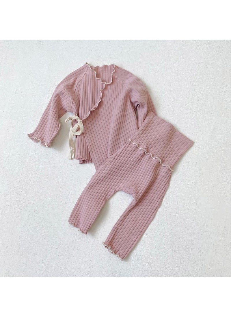 RedMapleTEK Baby Soft Breathable Cotton Long-Sleeved Two-Piece Suit - Image 1