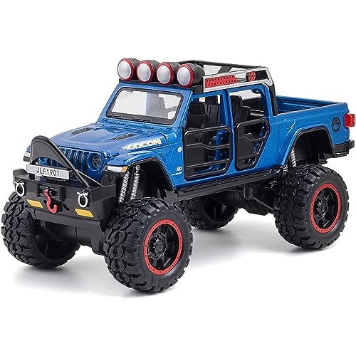 Coelon 1:32 Die Cast Metal Toy Car Ru Bcon Model Car Light Sound No Pull Back, Blue - Image 1