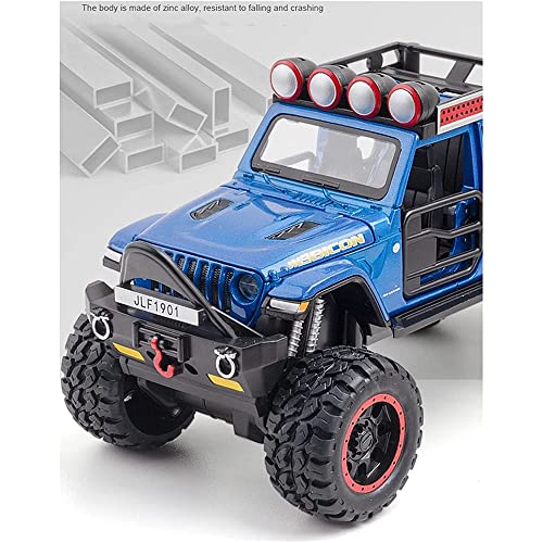 Coelon 1:32 Die Cast Metal Toy Car Ru Bcon Model Car Light Sound No Pull Back, Blue - Image 5