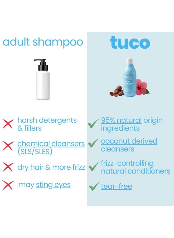 TuCo Kids Mild Shampoo With Soapnut, Almond, Henna, Pomegranate|Perfect For Soft, Smooth, Curly Tangled & Rough Hair|Paraben, Sls & Sulphate Free|Ph 5.5, Vegan & Tear Free|300 Ml - Image 4