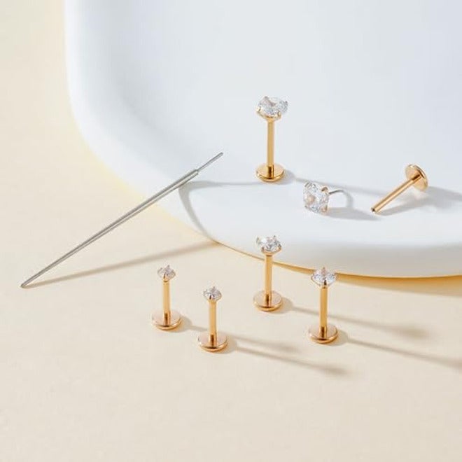 Gotumo - Aretes con parte trasera plana de 20G, titanio G23 sin rosca, para tragus, labret, cartílago, labio, medusa, conch, piercing corporal, joyería hipoalergénica para mujeres y hombres - Image 5