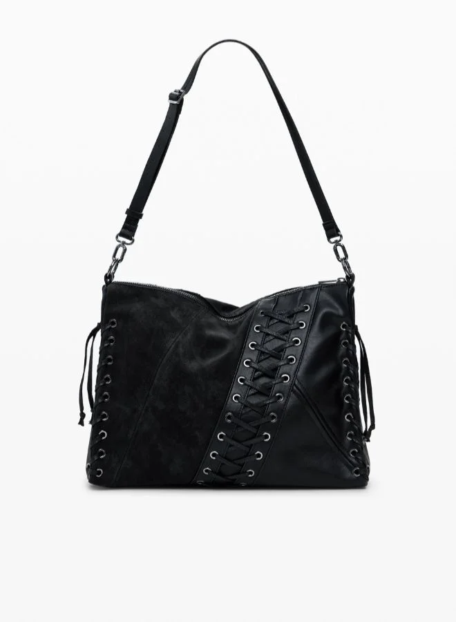 Medium faux leather crossbody bag