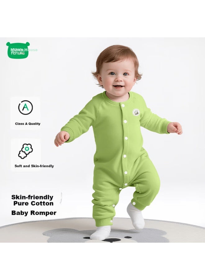 Mini Wooden House Baby Romper Spring And Autumn Newborn Cotton Long Sleeve Jumpsuit Crawling Suit Bean Green Driving Dog 73cm - Image 4