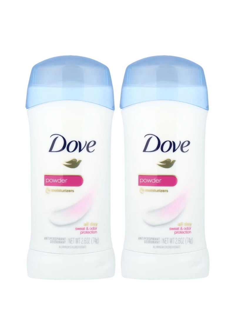 دوف مسحوق مزيل العرق مضاد للتعرق عبوتين، 2.6 أونصة (74 جم) لكل منهما