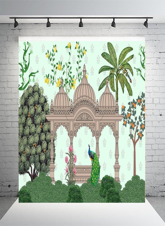 Dhara Creation Peacock Pichwai Mural Art (8ft - 10ft) Backdrop Wedding Decoration Curtain Cloth Pooja Decoration for Festivals and Celebrations. (Washable Fabric) - Image 1