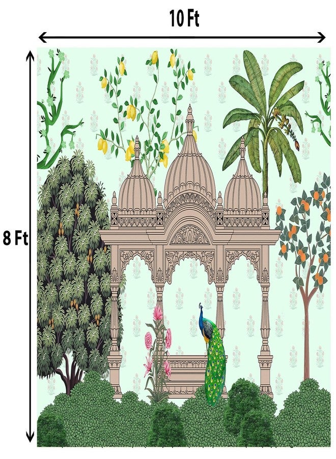 Dhara Creation Peacock Pichwai Mural Art (8ft - 10ft) Backdrop Wedding Decoration Curtain Cloth Pooja Decoration for Festivals and Celebrations. (Washable Fabric) - Image 2