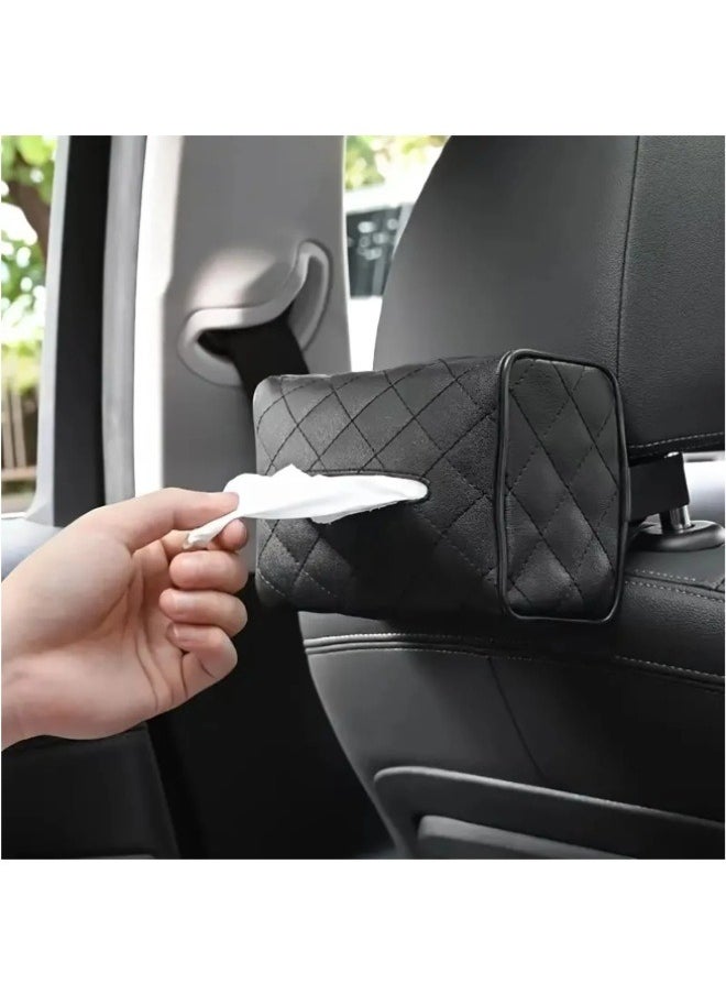 FALMER Leather Car Tissue Holder Hanger for Back Seat Headrest, Car Sunshade Hanger Tissue Holder  - Image 2