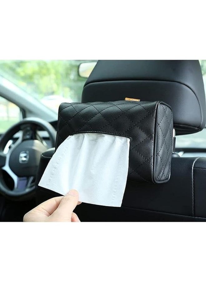 FALMER Leather Car Tissue Holder Hanger for Back Seat Headrest, Car Sunshade Hanger Tissue Holder  - Image 3
