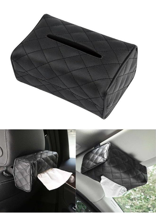 FALMER Leather Car Tissue Holder Hanger for Back Seat Headrest, Car Sunshade Hanger Tissue Holder  - Image 4