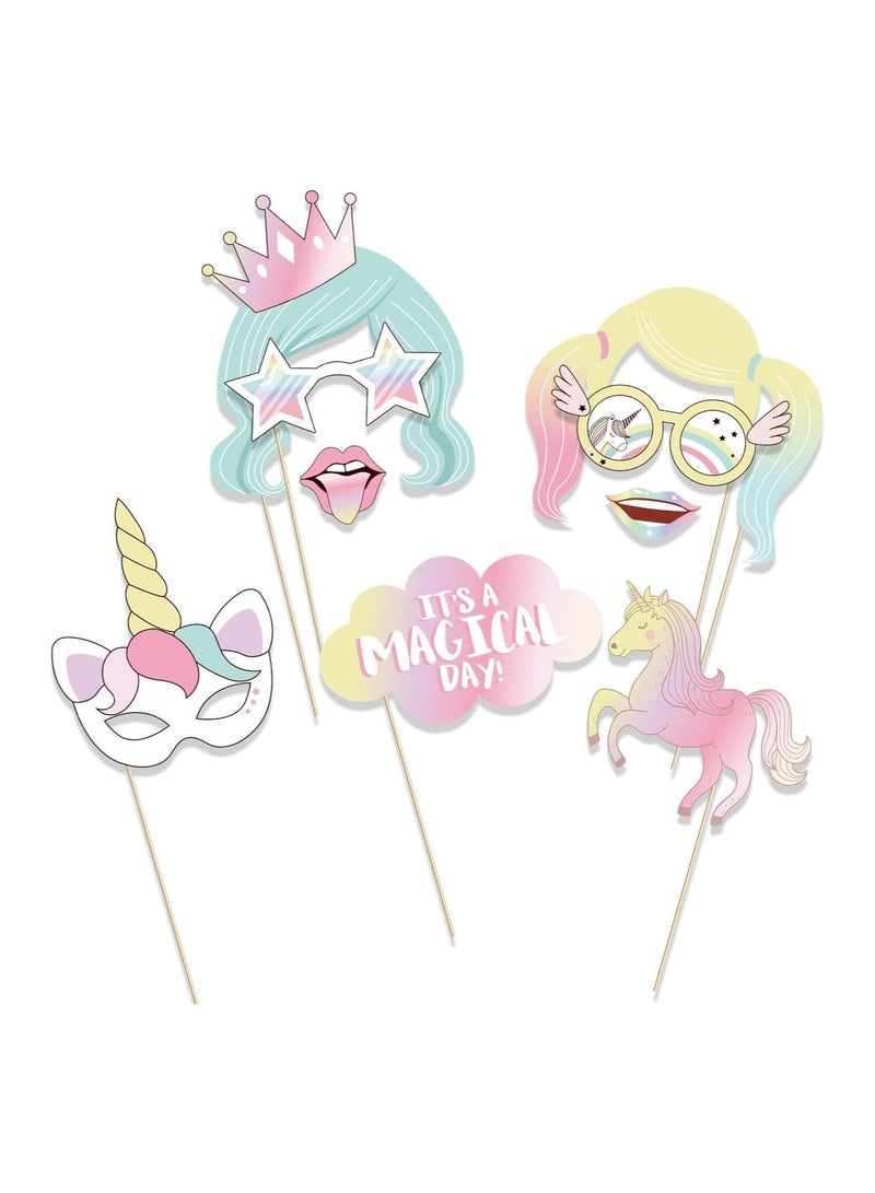 Cool Baby 29Pcs Unicorn Photo Booth Props, Rainbow Unicorn Party Decoration,Pegasus DIY Selfie Props for Birthday - Image 2