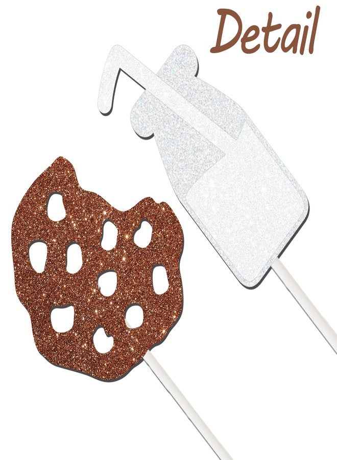 umoni Milk and Cookies Party Cupcake Toppers Glitter Milk Cookies Birthday Cake Decorations Chocolate Cookies Party Supplies Cookies Cupcake Picks for Sweet Cookies Theme Baby Shower Decorations - Image 5
