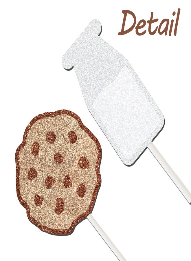 umoni Milk and Cookies Party Cupcake Toppers Glitter Milk Cookies Birthday Cake Decorations Chocolate Cookies Party Supplies Cookies Cupcake Picks for Sweet Cookies Theme Baby Shower Decorations - Image 4