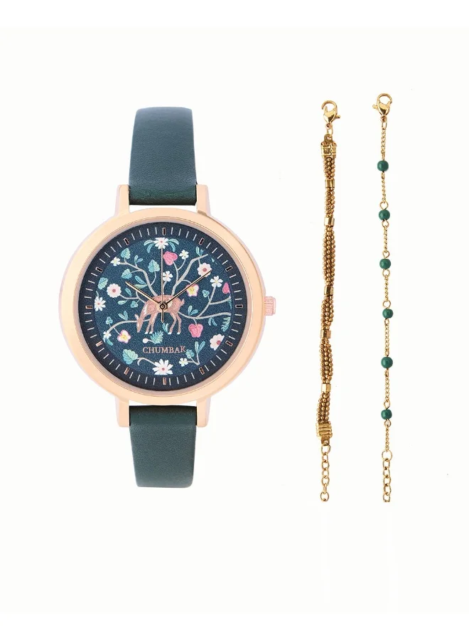 Chumbak Hangul Leather Strap Watch with Bracelet Set | Kashmir Trails