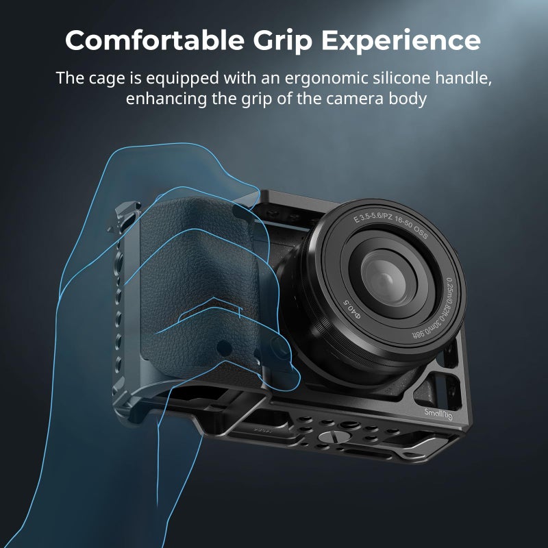SmallRig Cage with Silicone Handgrip & Cold Shoe for Sony a6100, a6300, a6400-3164 - Image 3