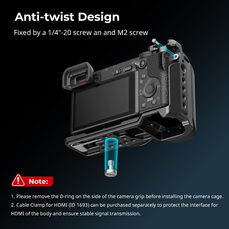 SmallRig Cage with Silicone Handgrip & Cold Shoe for Sony a6100, a6300, a6400-3164 - Image 2