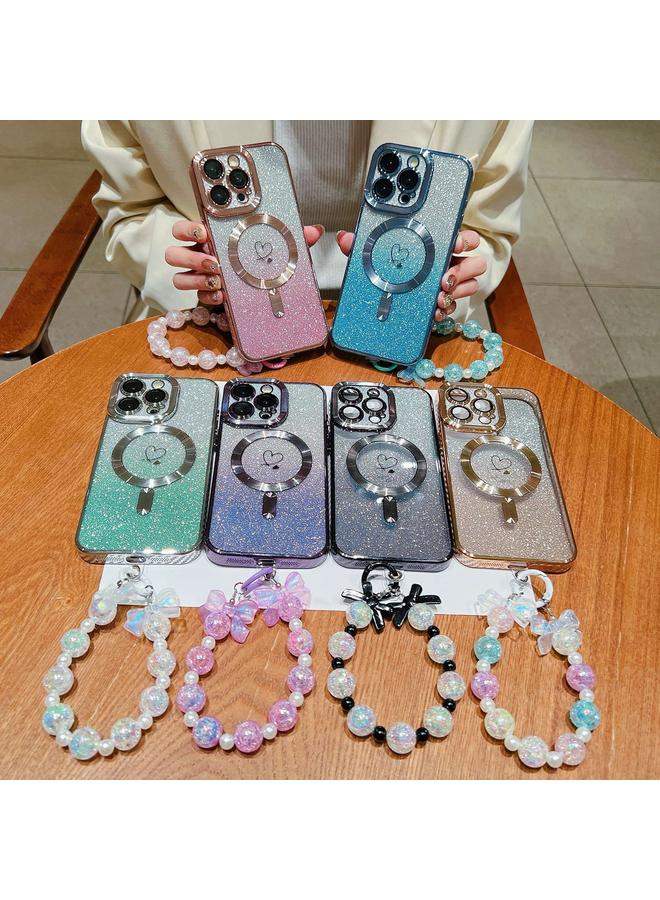 زبون جراب لهاتف iPhone 11 Pro Max من ألياف الكربون Magsafe TPU مع أساور لامعة متدرجة اللون - Image 3