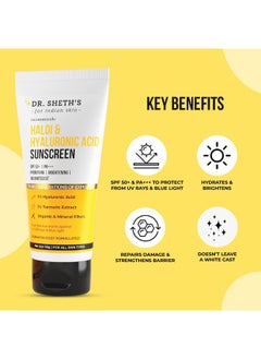 Dr. Sheth's Dr. Sheth's Haldi & Hyaluronic Acid Sunscreen - SPF 50+, PA+++, Hydrates Skin, 50 g  - Image 2