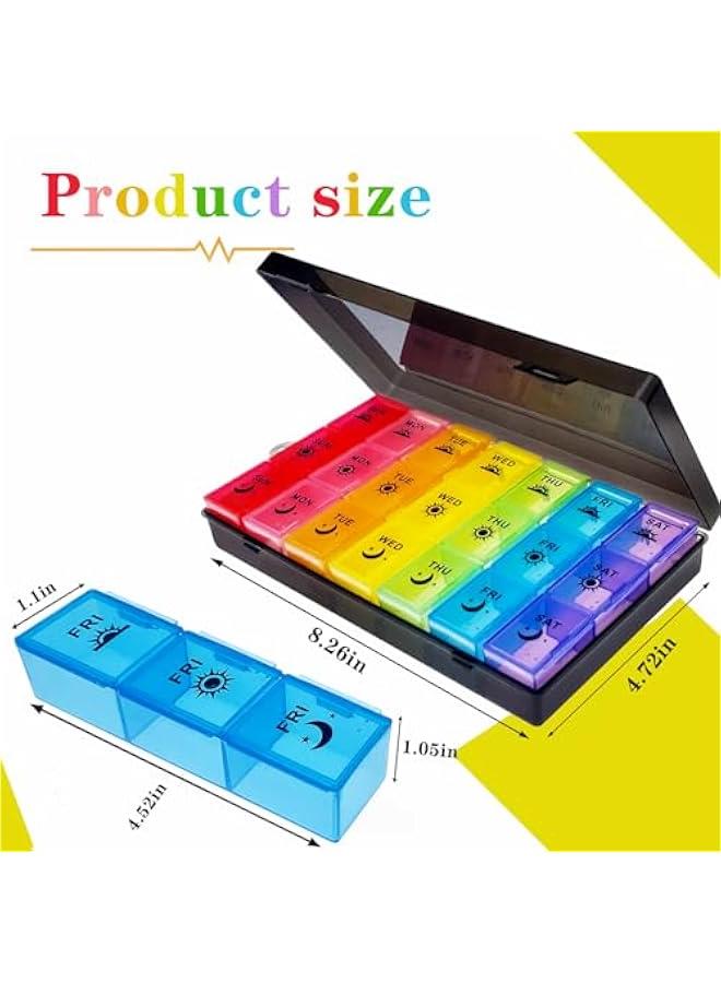Arabest Pill Organiser, Large Tablet Organiser, Weekly Pill Box 7 Day 3 Times a Day, Medication Organizer, Medicine Storage Box with Dust-Proof Container for Fish Oil/Vitamin.  - Image 2