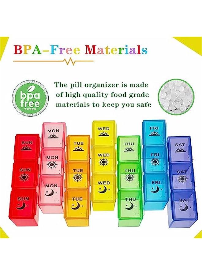 Arabest Pill Organiser, Large Tablet Organiser, Weekly Pill Box 7 Day 3 Times a Day, Medication Organizer, Medicine Storage Box with Dust-Proof Container for Fish Oil/Vitamin.  - Image 5