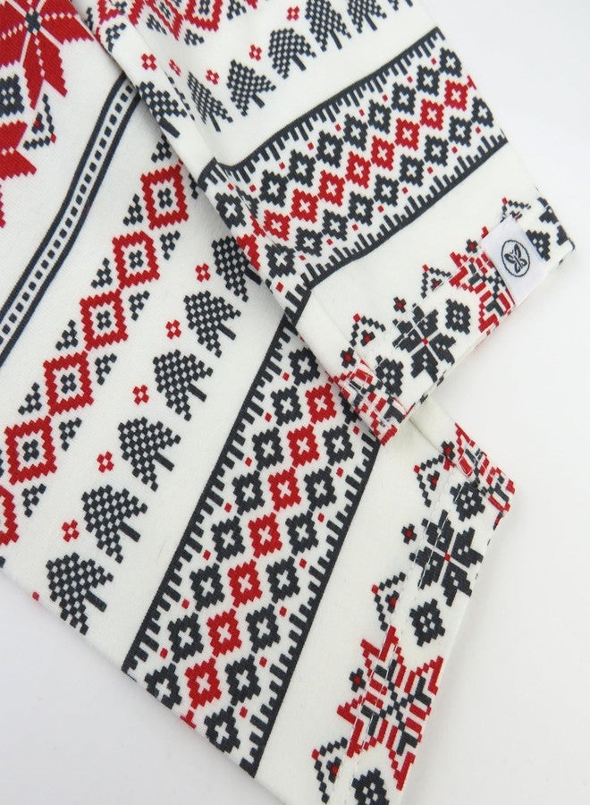 HonestBaby 3-Piece Ruffle Top, Legging and Headband Set 100% Organic Cotton for Baby and Toddler Girls, Fairisle Ivory, 18 Months - Image 3