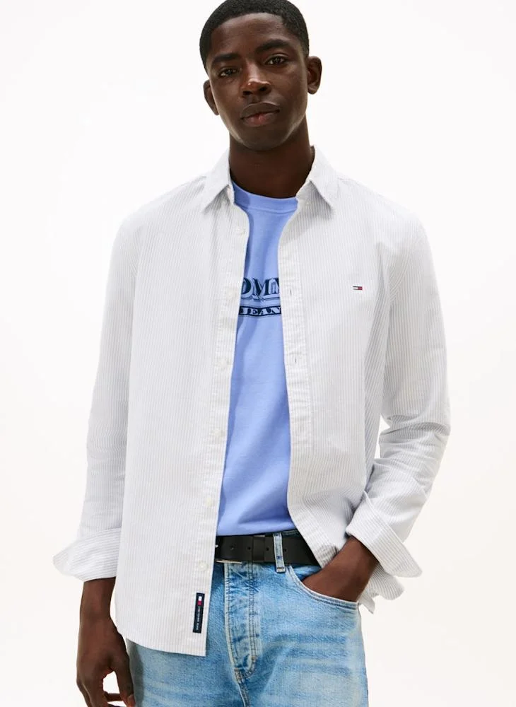 تومي جينز قميص أكسفورد مخطط نحيف