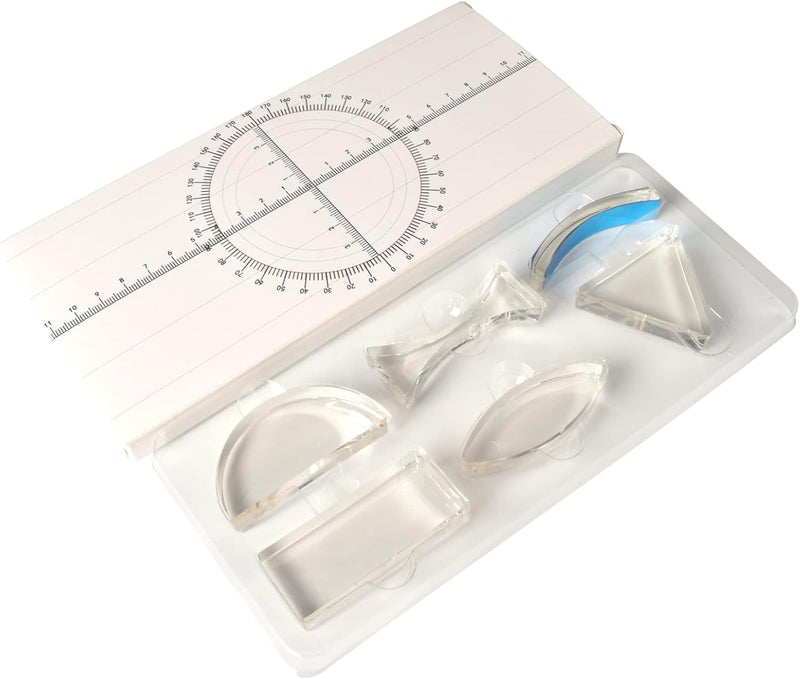 EUDAX 6 Pcs Acrylic Glass Light Prism Optical Lens Triangular Semicircular Rectangular Concave Convex Mirror Len Physics Demonstration Tools Equipment for Physics Teaching Lab Reflection Refraction Science - Image 2