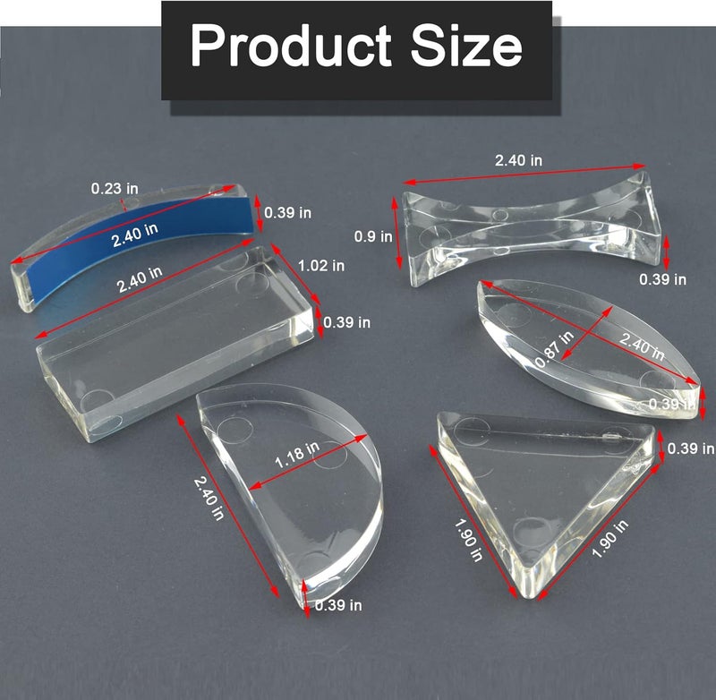 EUDAX 6 Pcs Acrylic Glass Light Prism Optical Lens Triangular Semicircular Rectangular Concave Convex Mirror Len Physics Demonstration Tools Equipment for Physics Teaching Lab Reflection Refraction Science - Image 4