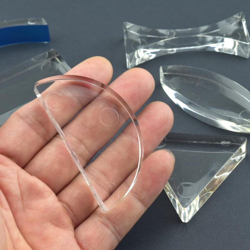 EUDAX 6 Pcs Acrylic Glass Light Prism Optical Lens Triangular Semicircular Rectangular Concave Convex Mirror Len Physics Demonstration Tools Equipment for Physics Teaching Lab Reflection Refraction Science - Image 5