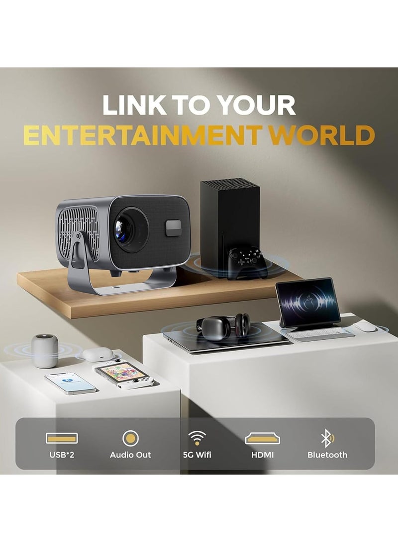 New Upgraded 4k HD Portable Projector with WiFi6 ＆ Blutooth 5.0, Electric Focus/Android 13.0, 200”Display Supported,27000 lumens Smart Projector for Outdoor Moives ＆ Home Theater with Stand.  - Image 2