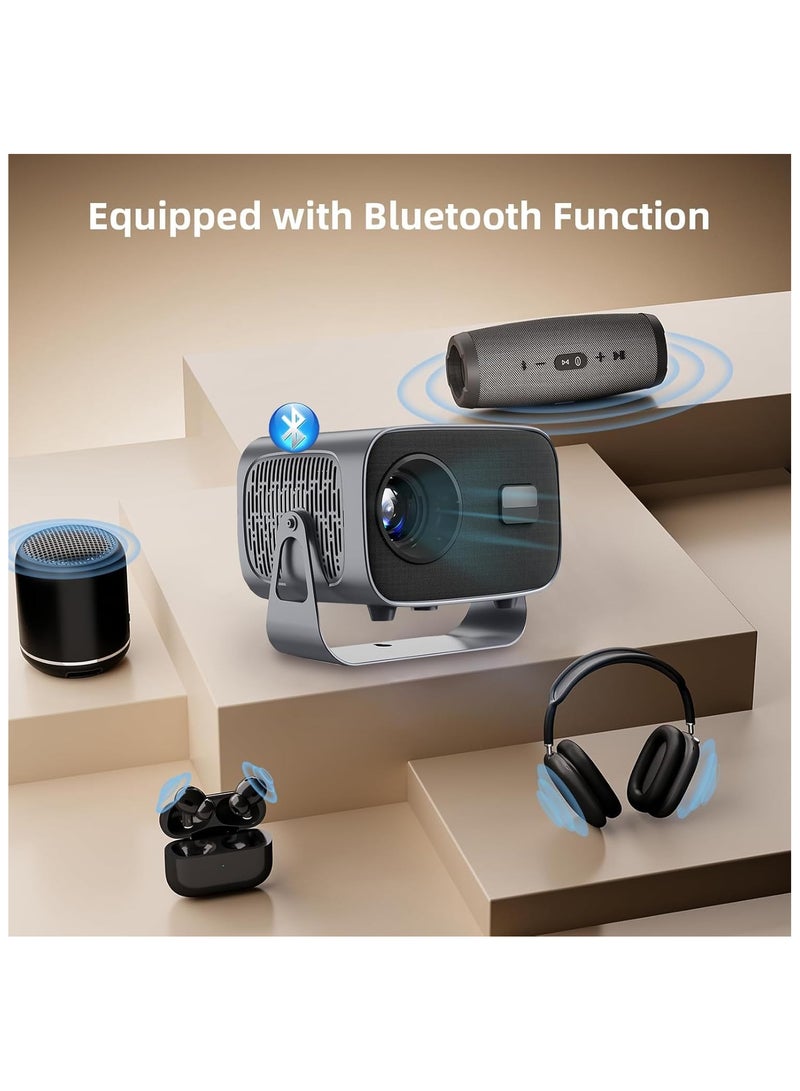 New Upgraded 4k HD Portable Projector with WiFi6 ＆ Blutooth 5.0, Electric Focus/Android 13.0, 200”Display Supported,27000 lumens Smart Projector for Outdoor Moives ＆ Home Theater with Stand.  - Image 1