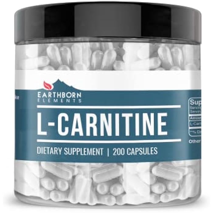 Earthborn Elements L-Carnitine (200 Capsules), Pure & Undiluted, No Additives - Image 1