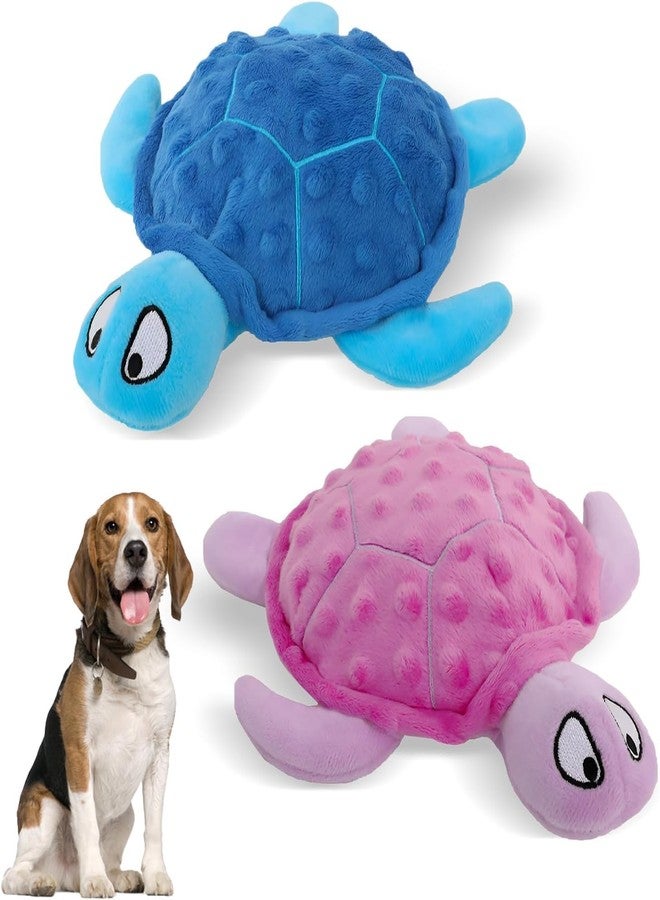 Adpartner Crinkle Dog Toys, 2 Pack Stuffed Turtle Dog Toys Squeaky Plush Dog Toy to Keep Them Busy, Interactive Dog Squeaky Toys for Small to Medium Dogs Teething Training Reduce Boredom - Image 1