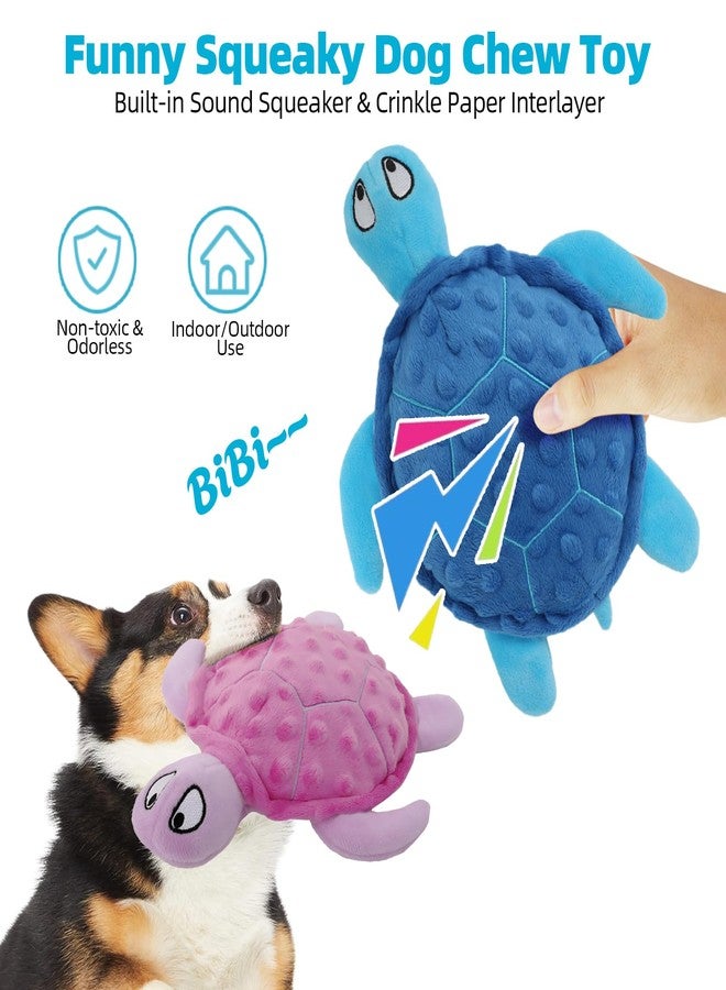 Adpartner Crinkle Dog Toys, 2 Pack Stuffed Turtle Dog Toys Squeaky Plush Dog Toy to Keep Them Busy, Interactive Dog Squeaky Toys for Small to Medium Dogs Teething Training Reduce Boredom - Image 2