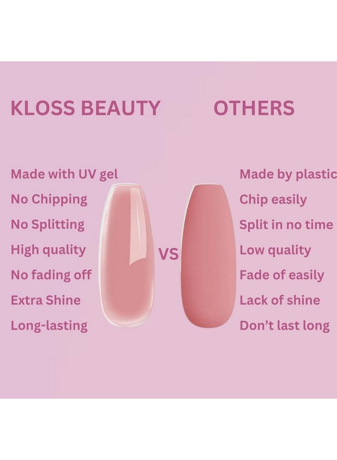 KLOSS BEAUTY Nude Gloss Short Square Press On Nails Artificial Nails, Reusable Fake Nails, Set Of 22 False Nails Universally Sized Nail Extensions For Women Press- On Nails, Longlasting Fake Nails With Glue High Gloss Finish (Nude) - Image 5