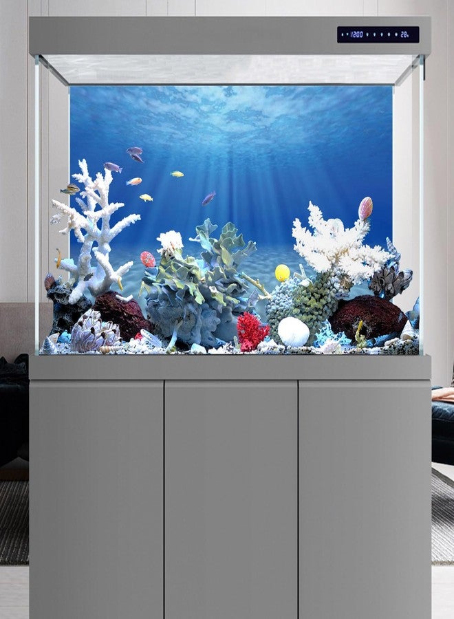 AWERT Undersea Theme Aquarium Background Sunshine Underwater World Fish Tank Background 30x12 inches - Image 5