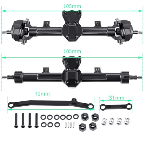 RCLIONS Aluminum Front Axle 4mm Extended for Axial SCX24 Deadbolt JLU C10 Gladiator 124th RC Crawler Car Upgrades Parts - Image 5