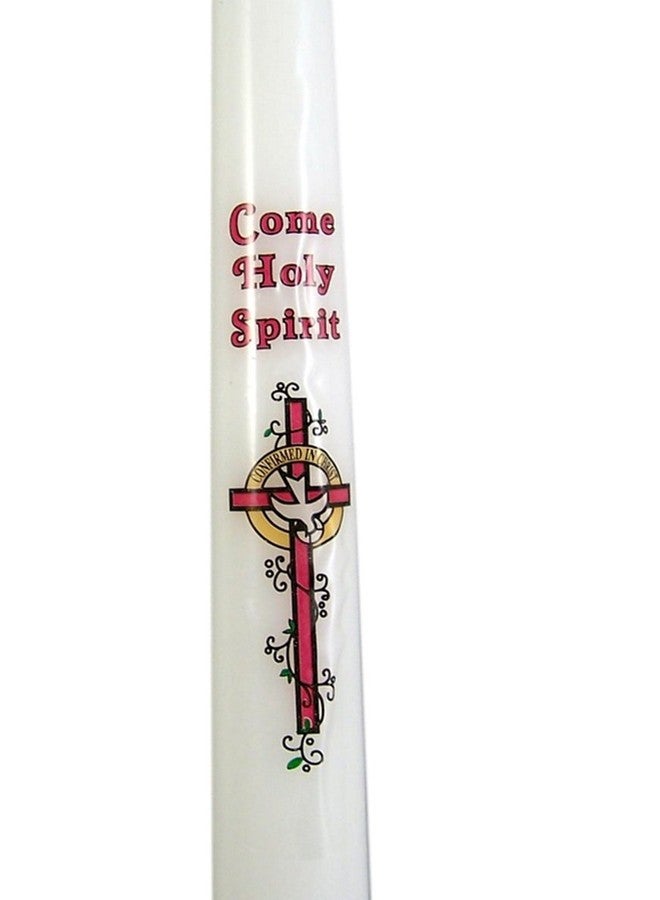 Confirmation Candle شمعة تأكيد الإيمان، شمعة مدببة تحمل شعار الروح القدس في علبة تذكارية، 10 بوصات - Image 2