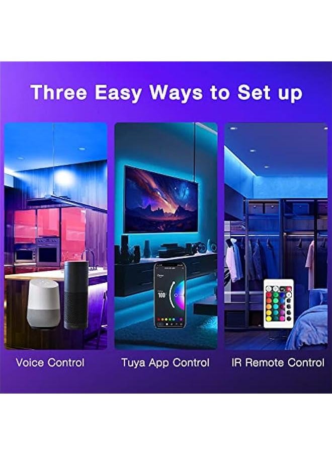 Arabest Control smart LED lights with Tuya App, compatible with Alexa and Google Assistant. Set timers and schedules for color-changing lights in bedroom, party, or kitchen up to 100ft range.  - Image 5
