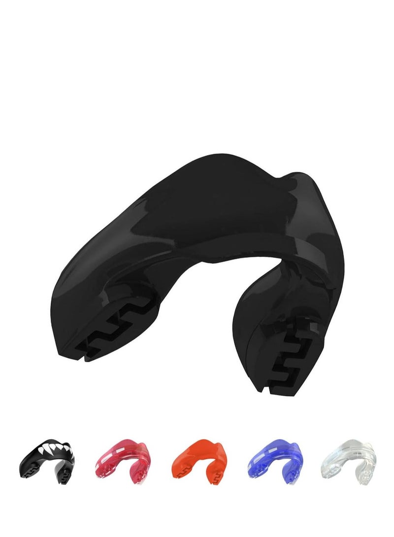 SAFEJAWZ Mouthguard for Braces, Upper & Lower Protection Remoldable Mouth Guard with Case for Boxing, Basketball, Football, MMA, Lacrosse, Hockey and All Contact Sports One Size (Black) - Image 1