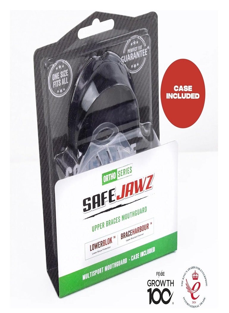 SAFEJAWZ Mouthguard for Braces, Upper & Lower Protection Remoldable Mouth Guard with Case for Boxing, Basketball, Football, MMA, Lacrosse, Hockey and All Contact Sports One Size (Black) - Image 5