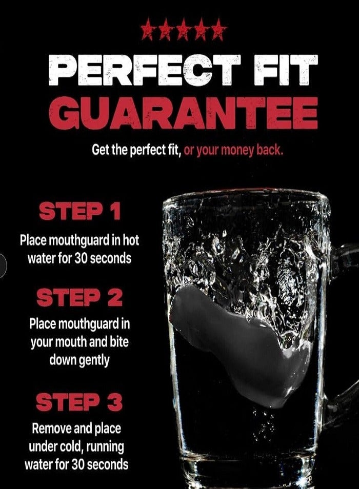 SAFEJAWZ Mouthguard for Braces, Upper & Lower Protection Remoldable Mouth Guard with Case for Boxing, Basketball, Football, MMA, Lacrosse, Hockey and All Contact Sports One Size (Black) - Image 4