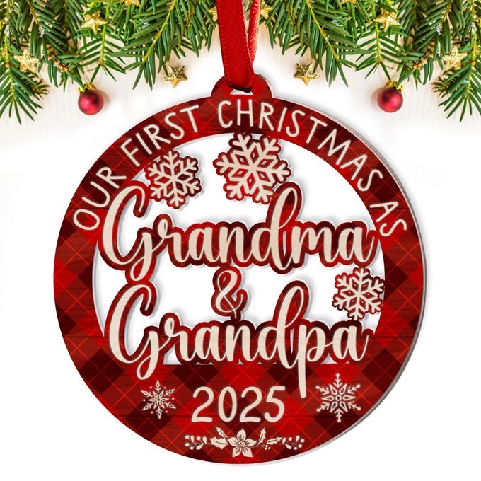 OUR FIRST CHRISTMAS AS GRANDMA AND GRANDPA 2025 ORNAMENT ACRYLIC HOLIDAY KEEPSAKE NEW GRANDPARENTS GIFT FIRST CHRISTMAS ORNAMENT FOR GRANDPARENTS TO BE