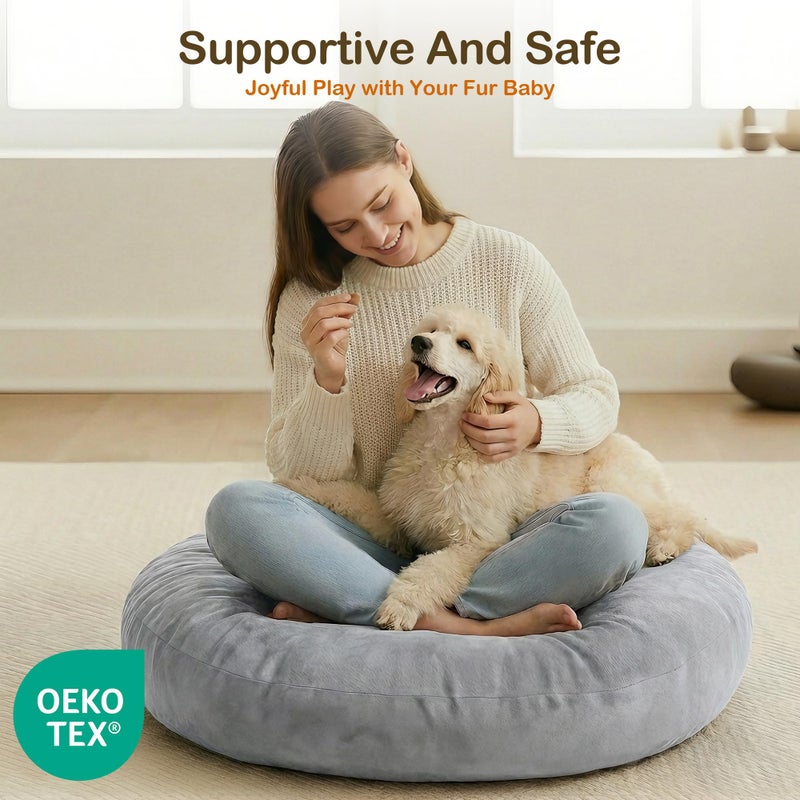 Codi Large Meditation Cushions â€“ Round Floor Pillows for Adults with Removable Washable Cover, Soft and Supportive Floor Cushion for Yoga, Seating and Dog Bed, 32 inch - Grey - Image 3