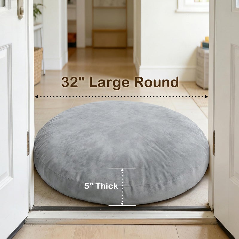 Codi Large Meditation Cushions â€“ Round Floor Pillows for Adults with Removable Washable Cover, Soft and Supportive Floor Cushion for Yoga, Seating and Dog Bed, 32 inch - Grey - Image 4