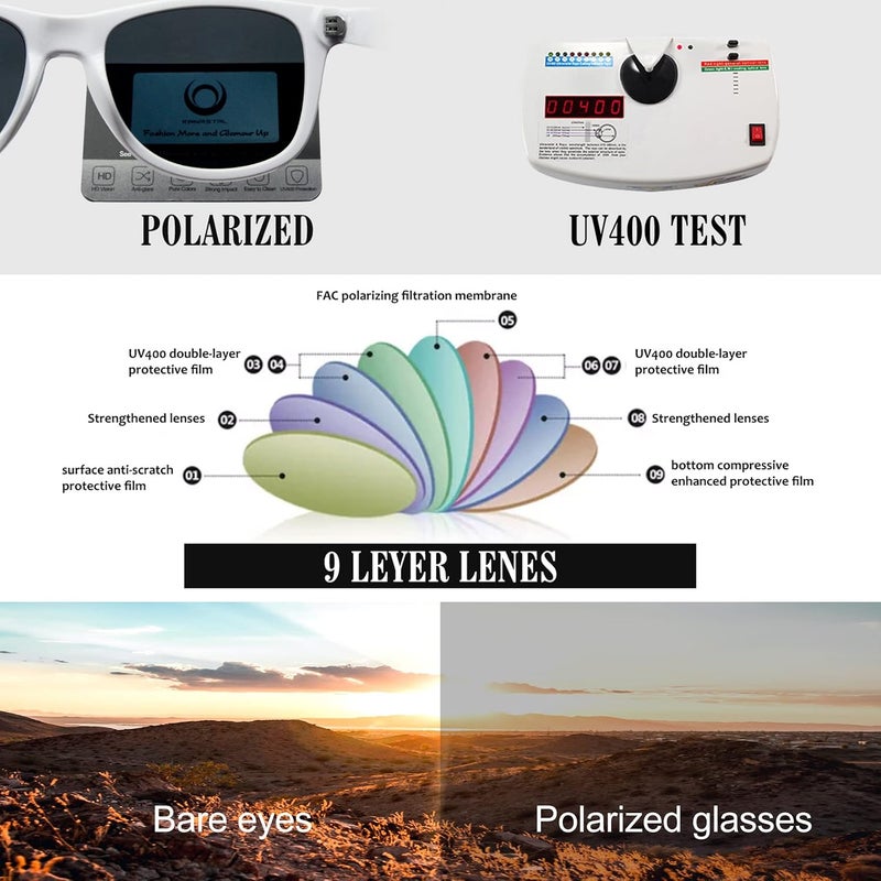 KANASTAL Polarized Sunglasses Men, Fashion Square Sun Glasses Women, Classic Shades for Womens, Driving Fishing Outdoor 100% UV400 Protection - Image 5