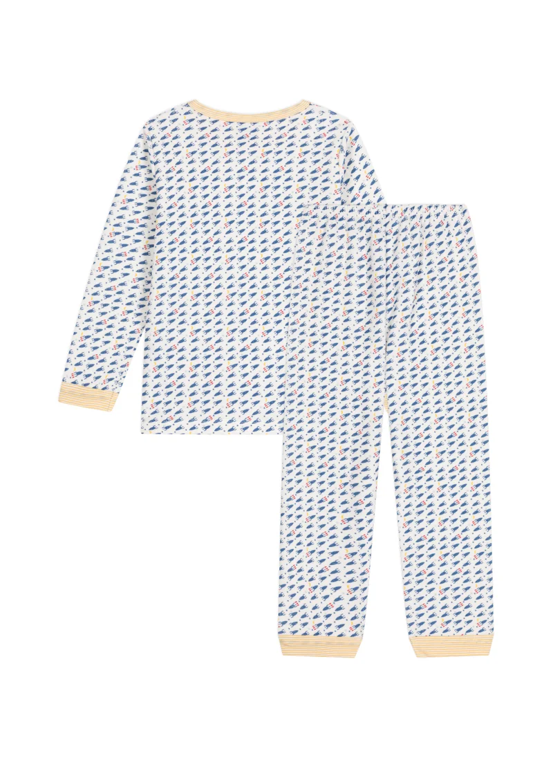 Petit Bateau Children's velour dramas with a rocket print