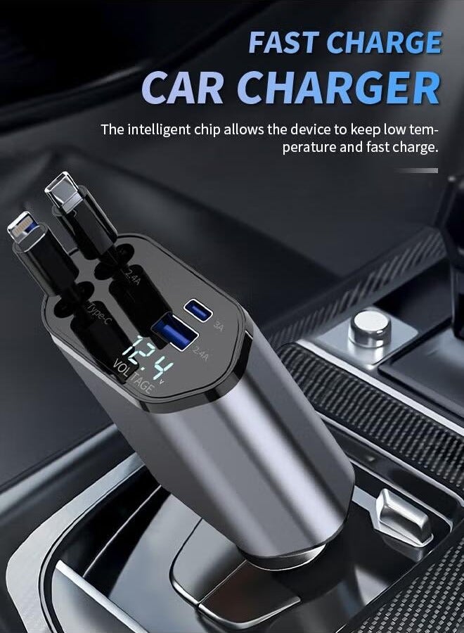 Super ZYouth 12/24V 120W Fast Car Charger with Retractable Charging Cable Fast Car Power Adapter PD20W for iPhone Type C 40W Car Bluetooth USB Charger Plug with iPhone,Samsung,Galaxy,Huawei,Xiaomi - Image 2
