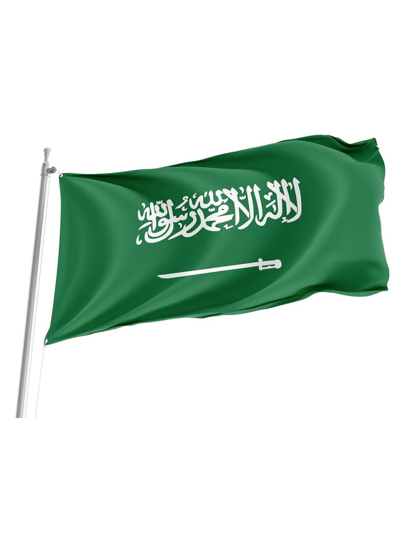 ماركة غير محددة علم المملكة العربية السعودية KSA، كن فخوراً واستعرض وطنيتك، أعلام وطنية، طباعة بتصميم فريد، أعلام للاستخدام الداخلي والخارجي، مقاس 90×145 سم،  - Image 1