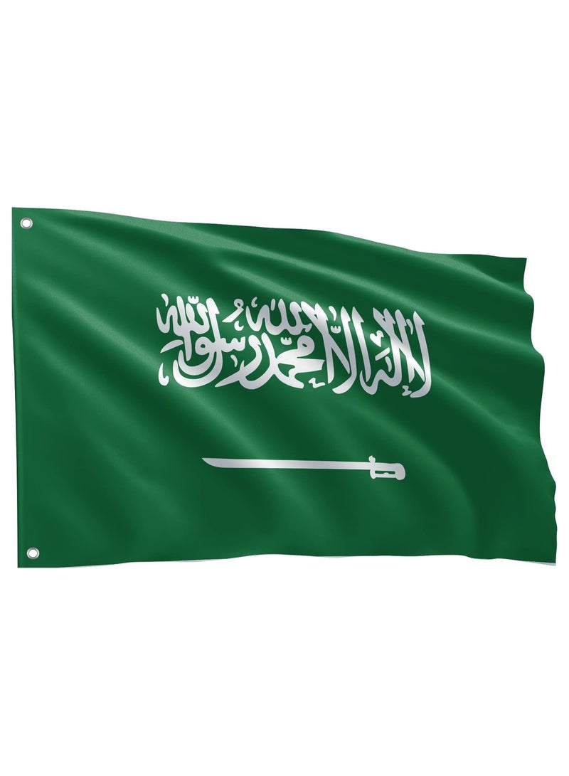 ماركة غير محددة علم المملكة العربية السعودية KSA، كن فخوراً واستعرض وطنيتك، أعلام وطنية، طباعة بتصميم فريد، أعلام للاستخدام الداخلي والخارجي، مقاس 90×145 سم،  - Image 3