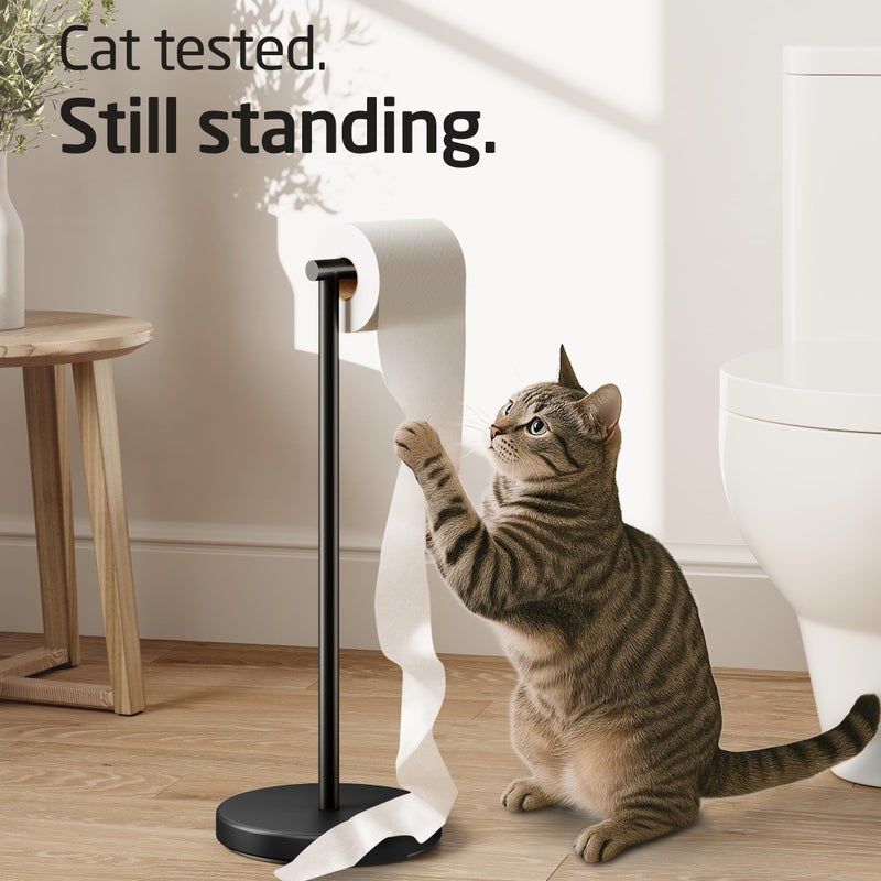 KES Bathroom Toilet Paper Holder Stand Modern Tissue Roll Holder SUS304 Stainless Steel Rustproof Freestanding 20.2" H, Matte Black BPH283S1-BK - Image 4